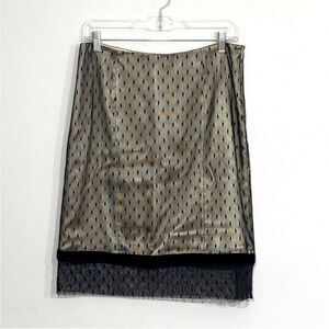 Tracy Reese | Black Taffetta Lace Mesh Skirt 8